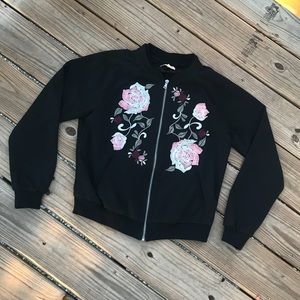 Democracy Floral Embroidered Bomber Jacket